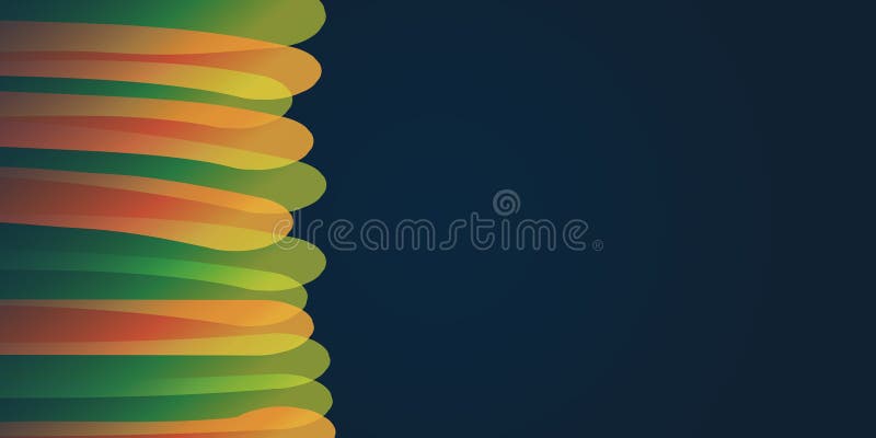 Thick vertical flow of colorful translucent curved 3d layers. Contrast of colored flow and dark solid space for your text. royalty free illustration