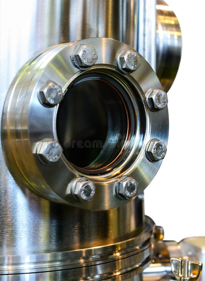 Thickwalled Window of the Vacuum Chamber Laboratory, Stock Photo