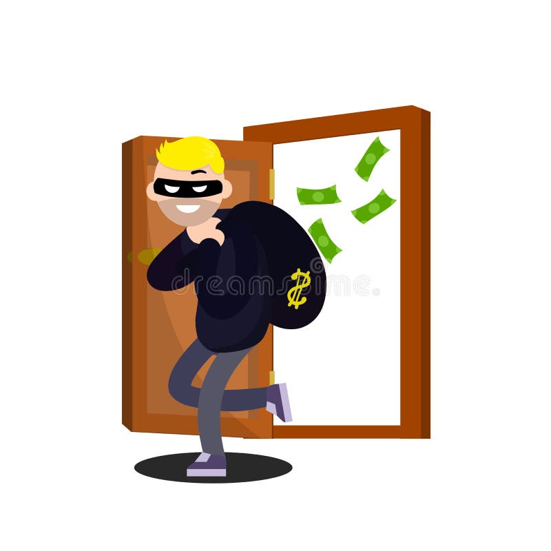 Bank robbery crime flat Royalty Free Vector Image