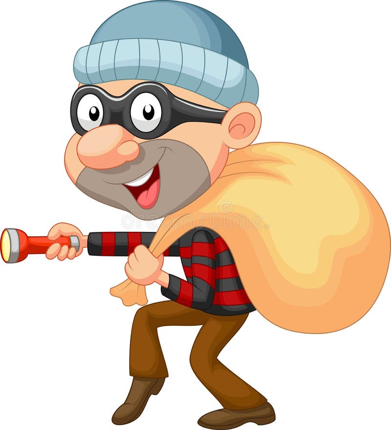 Thief cartoon with sack of money royalty free illustration Thief cartoon with sack of money royalty free illustration