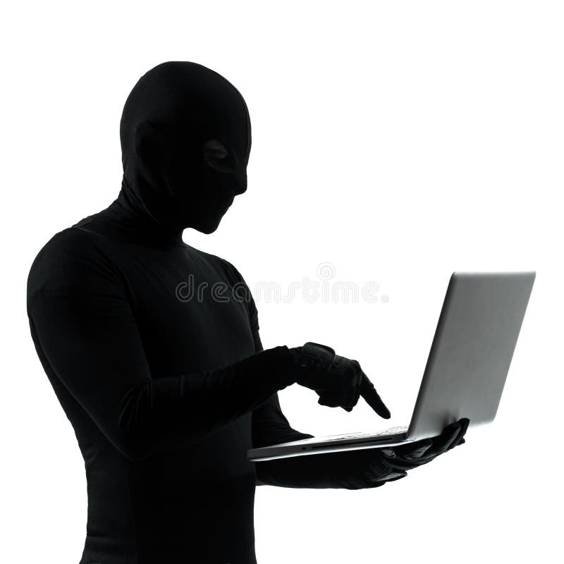 Thief criminal computer hacker stock image