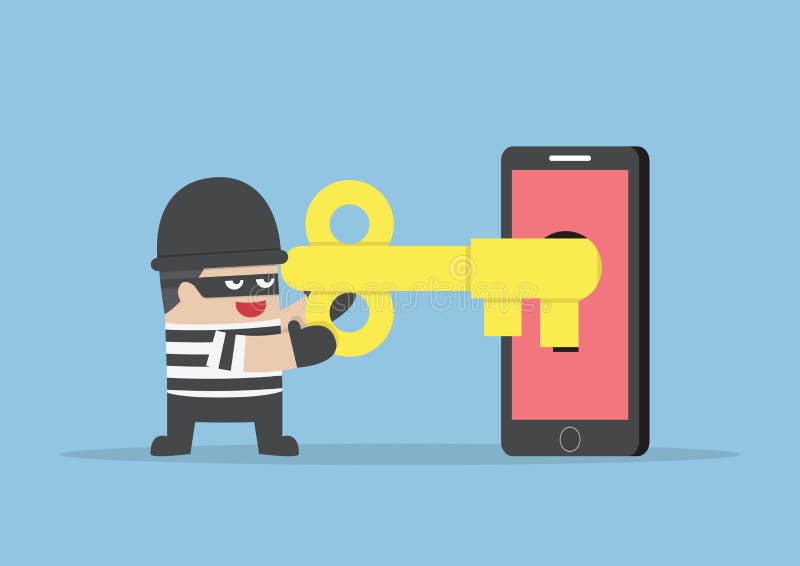 Thief or hacker hacking stock illustration