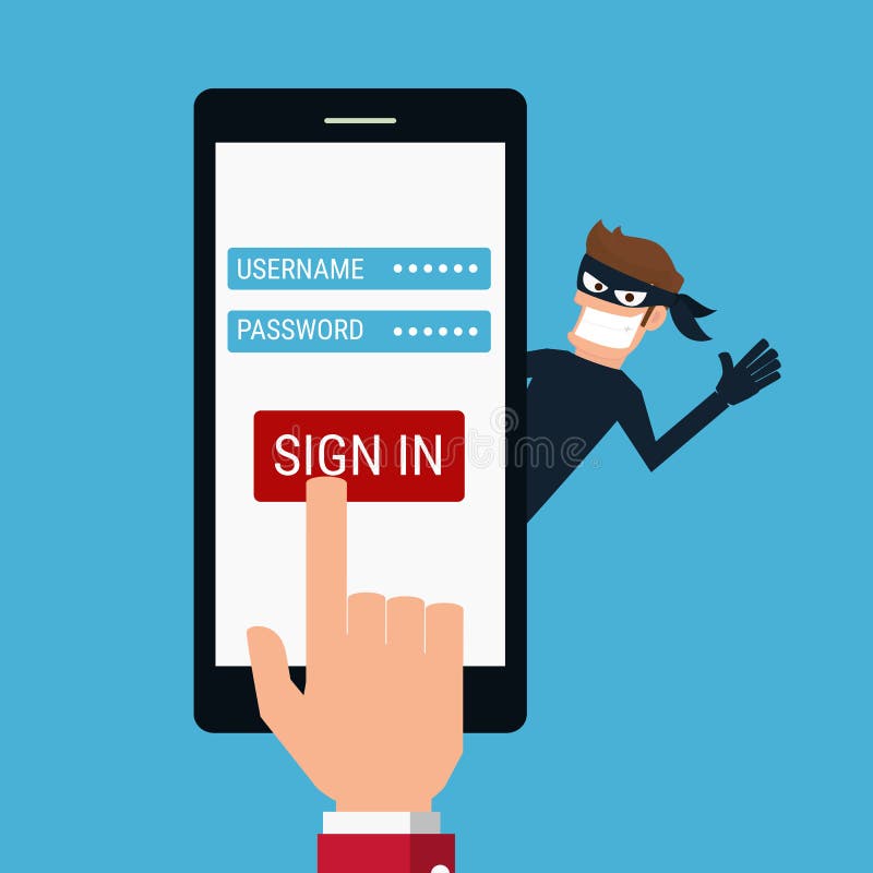 Thief. Hacker Stealing Sensitive Data As Passwords From A Smartphone