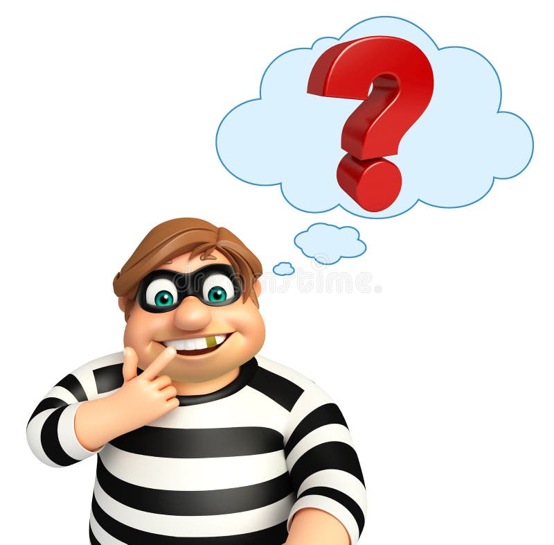 Thief with Question mark stock illustration