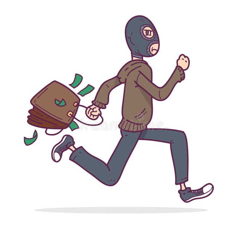 Thief running with money stock vector. Illustration of cartoon - 79181437 Thief running with money stock vector. Illustration of cartoon - 79181437