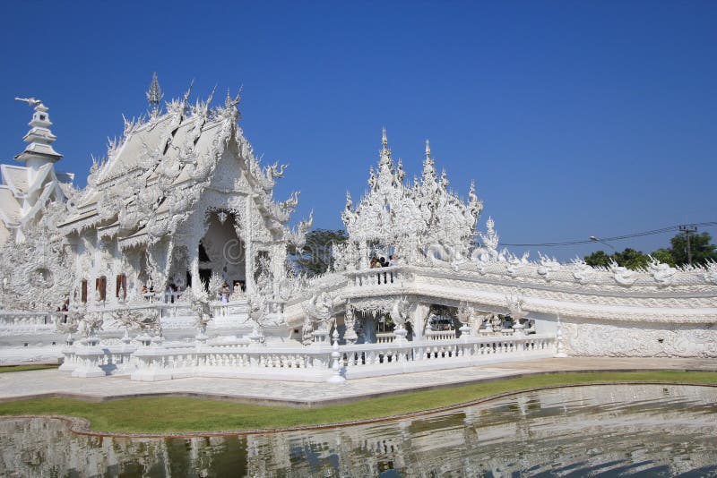 Thiland Wat Rong Khun, Biała świątynia fotografia royalty free