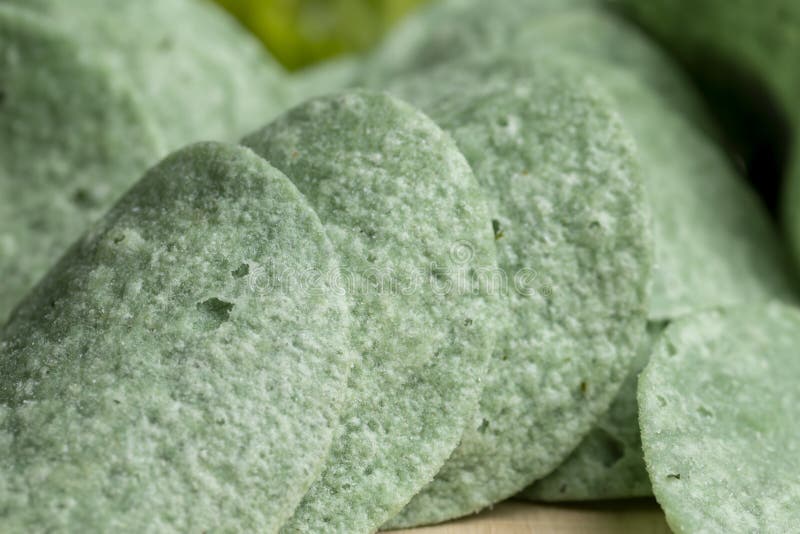 Thin and Delicious Green Potato Chips Stock Image Image of fresh