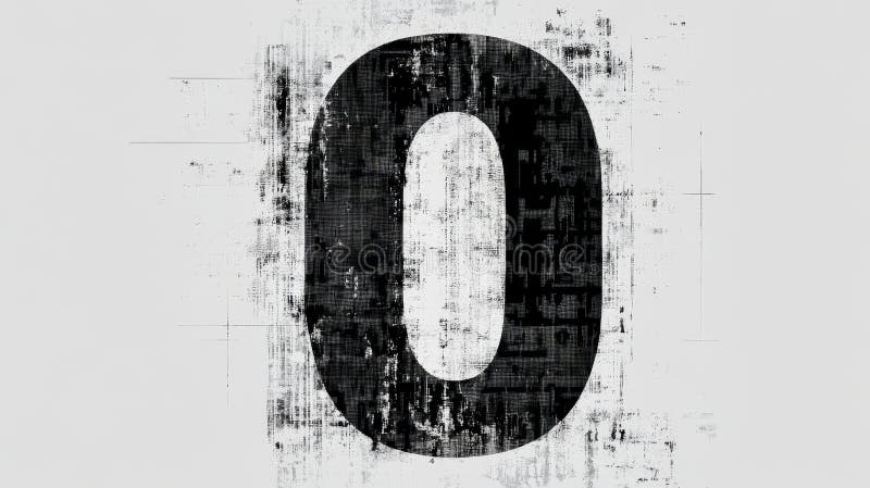 Thin font letter O in a glitchy, serious hacker style with a textured backdrop, showcasing a modern digital aesthetic. Coding text hacker concept stock images, royalty-free photos and pictures