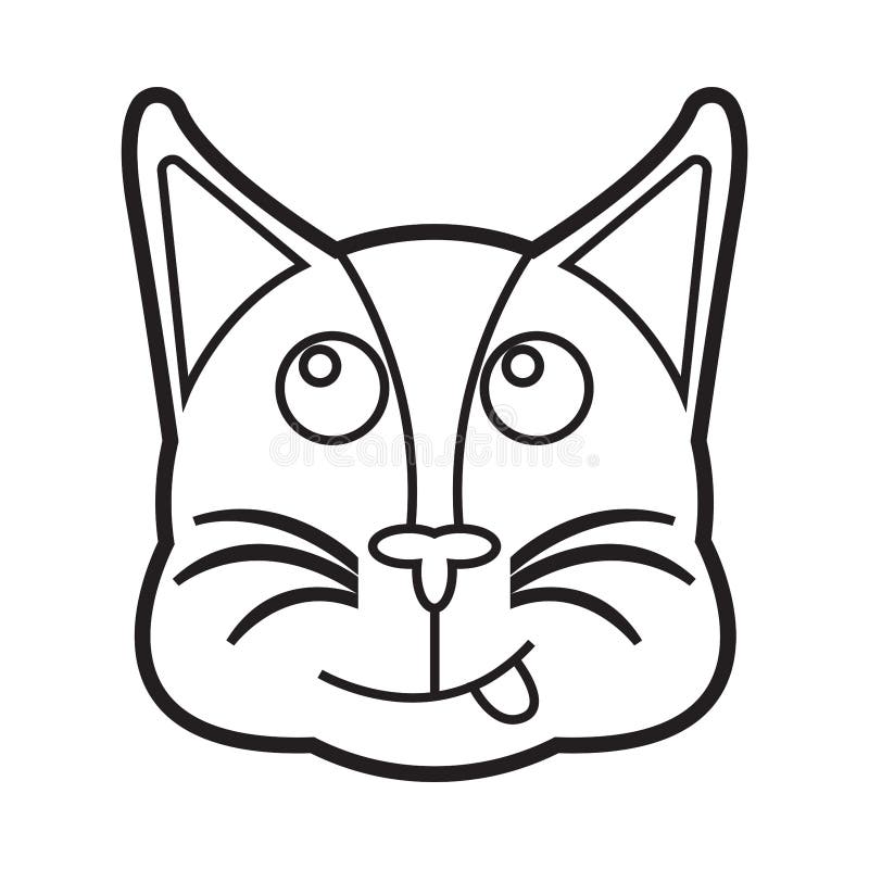 Thin Line Cat Emoticon Happy Stock Vector Illustration of simple