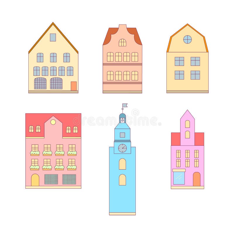 Thin line flat design of houses vector illustration Thin line flat design of houses vector illustration