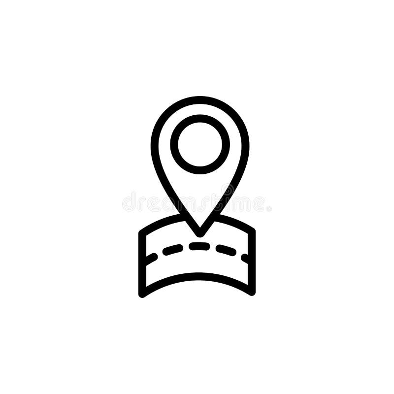 Thin Line Google Map, Pin Point, Location Icon Stock Illustration