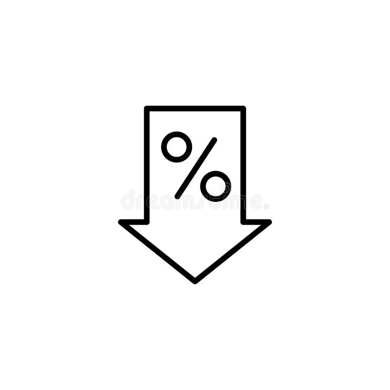 Line Percent Down Icon on White Background Stock Illustration ...