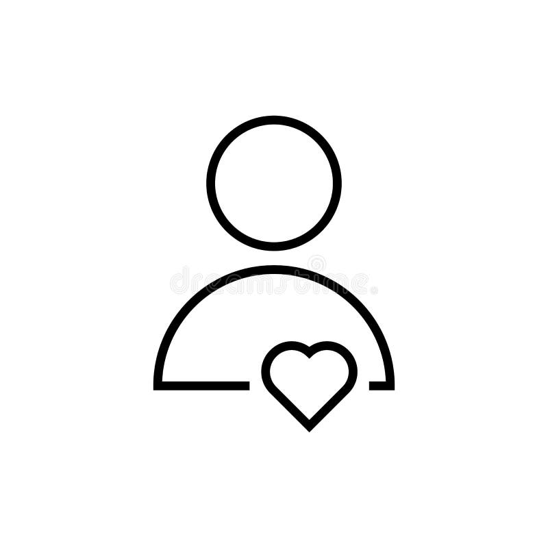 Thin line user icon with heart royalty free illustration