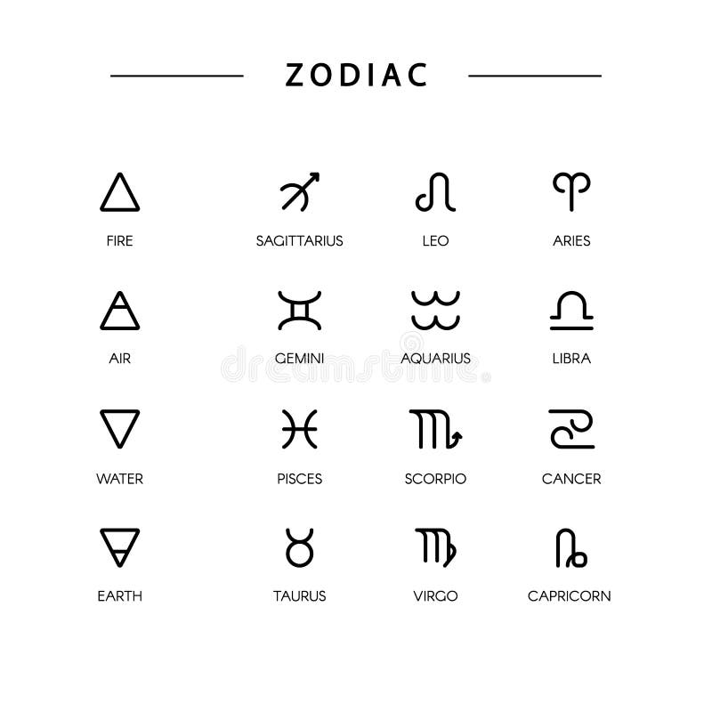 Thin Line Vector Zodiacal Symbols. Stock Vector - Illustration of ...