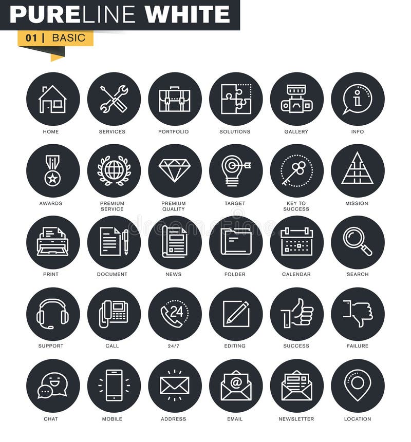 Thin line web icons collection for graphic and web design royalty free illustration