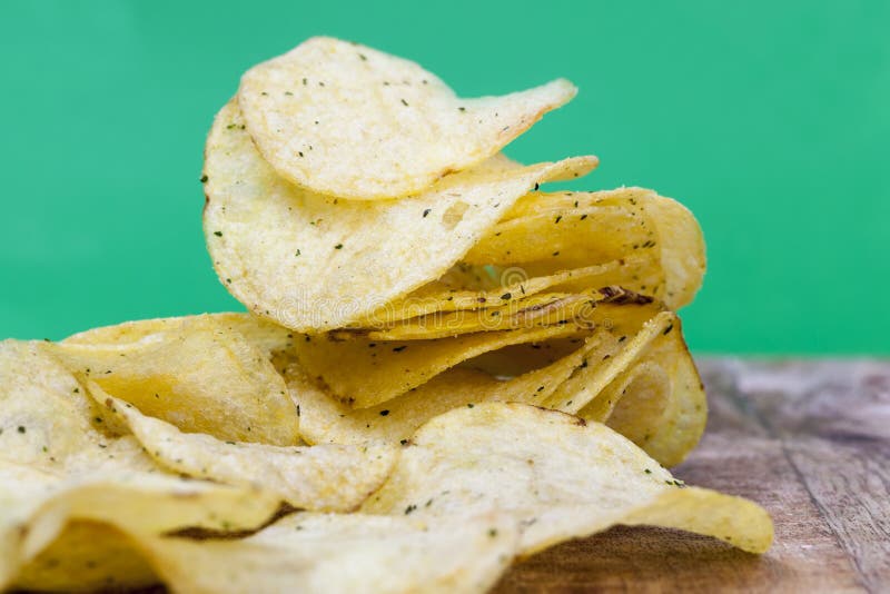 thin potato chips, closeup