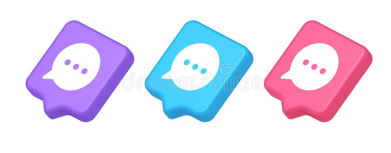 Think Bubble Chat-Taste online Dialog Soziale Netzwerkkommunikation 3d realistische Sprechblase isometrische Symbol stock abbildung
