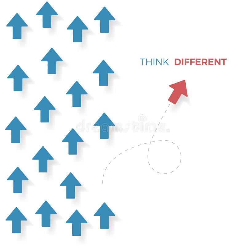 Think different concept. red arrow move different way from blue arrows. Business concept. Vector royalty free illustration Think different concept. red arrow move different way from blue arrows. Business concept. Vector royalty free illustration