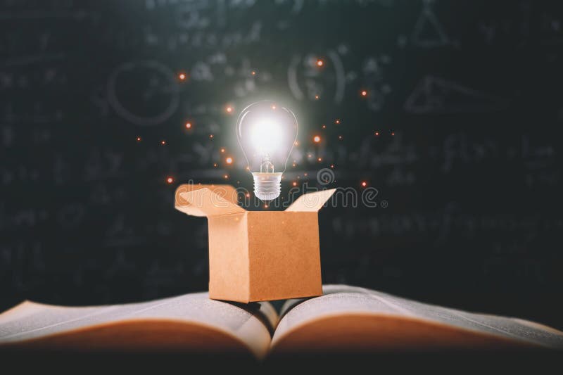 Think Outside the Box on School Green Blackboard . Startup Education