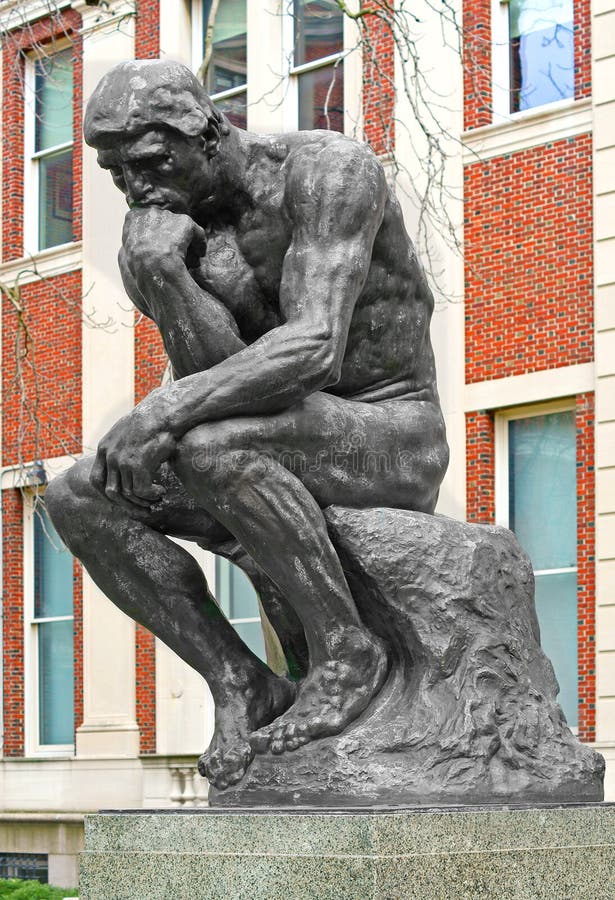 Thinker le penseur bronze sculpture by auguste rodin na uniwersytecie kolumbii w nowym jorku