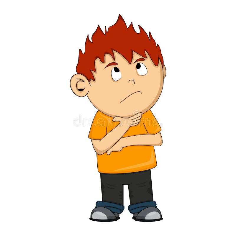 A thinking boy cartoon stock vector. Illustration of mind - 72858689