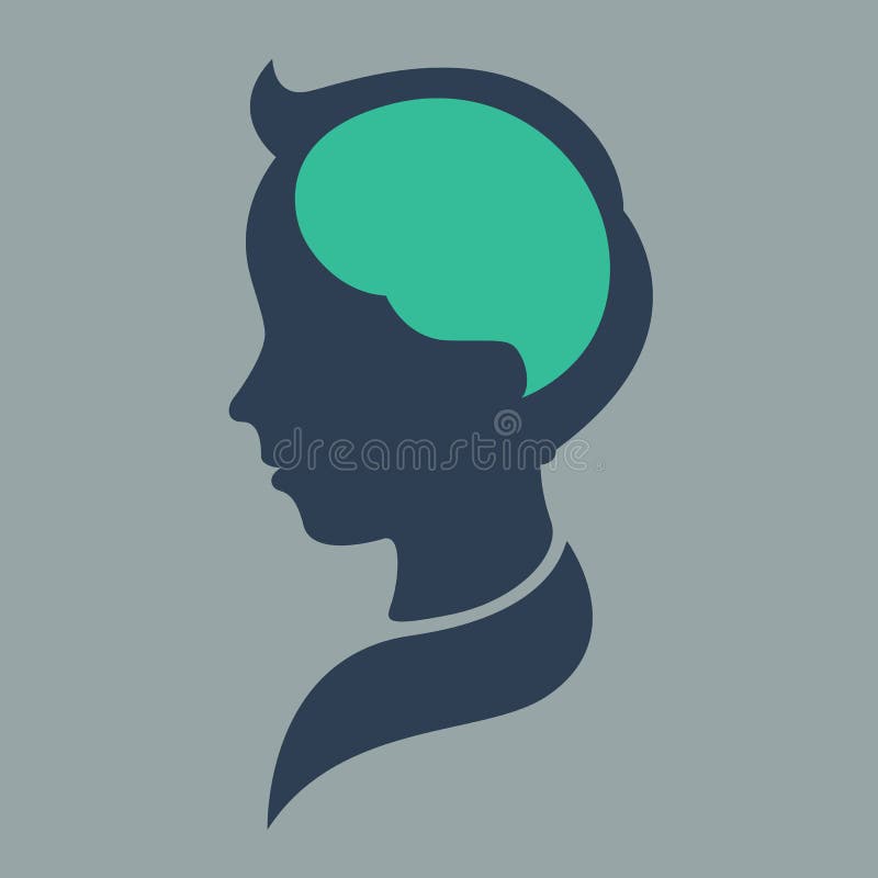 Thinking Concept, silhouette child head, abstract brain royalty free illustration