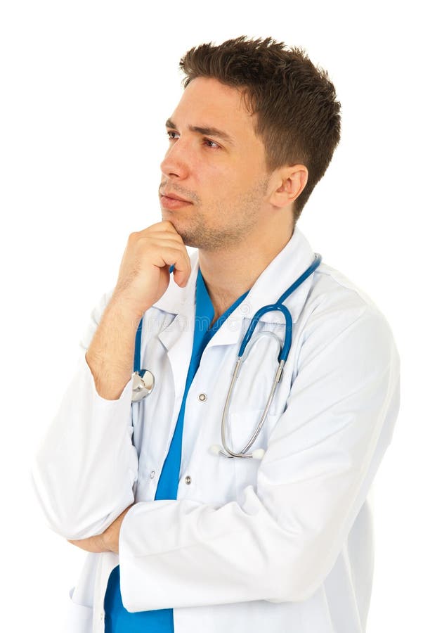 Thinking Doctor Looking Away Stock Photo - Image of health, hand: 24476198