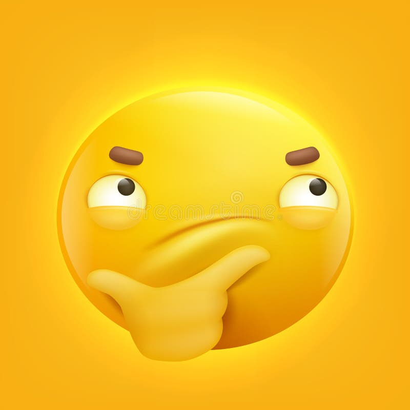 Thinking Face Emoji Cartoon Character Yellow Smiley Face Emoticon Stock  Illustration - Illustration of chat, funny: 111232280