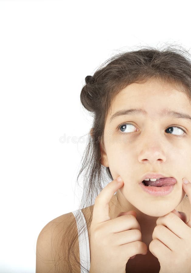 Thinking girl stock photos