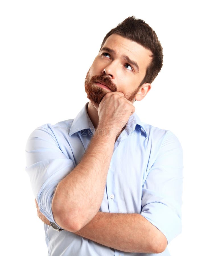 Portrait of the Thinking Man Looking Up. Stock Photo - Image of adult ...