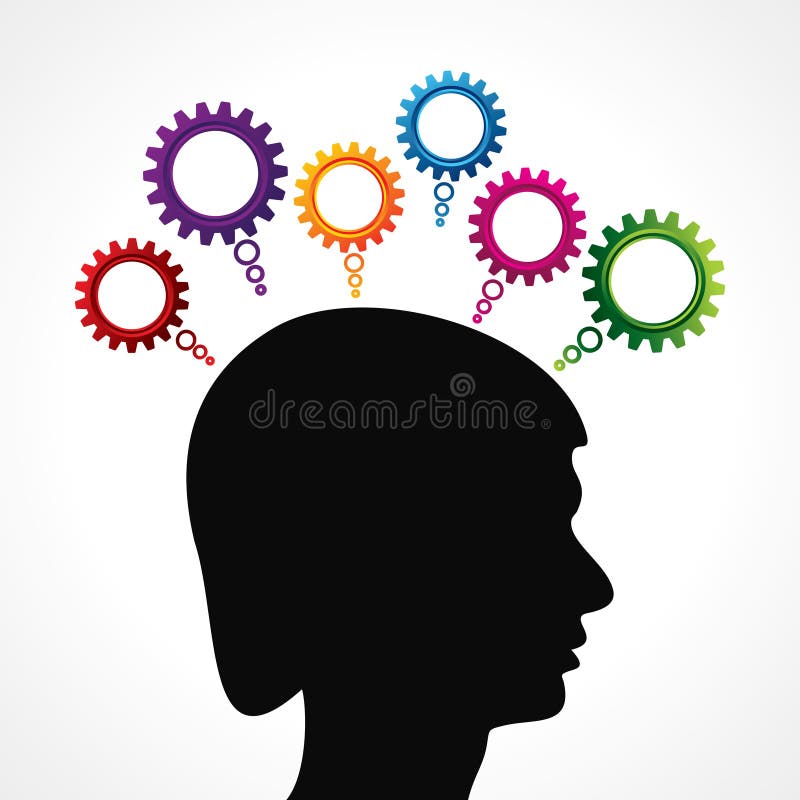 Thinking of mechanics concept with cog wheel royalty free illustration