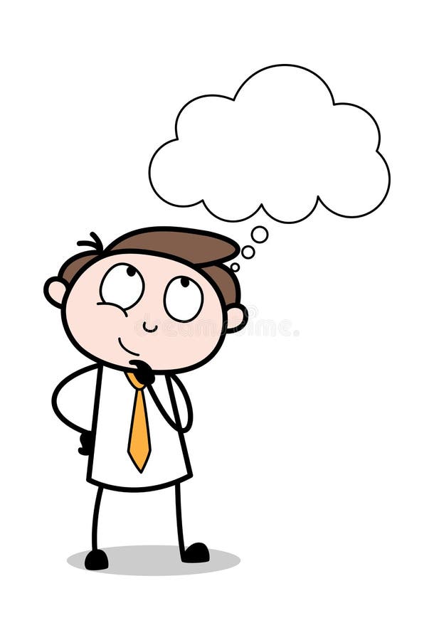 Thinking - Office Businessman Employee Cartoon Vector Illustration vector illustration