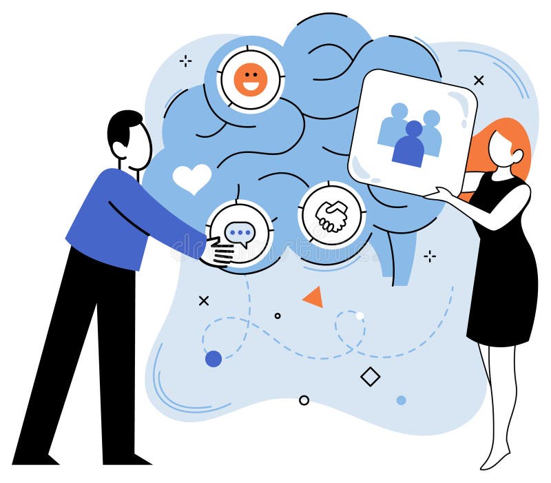 Thinking process. Problem-solving requires thoughtful blend analysis and creativity stock illustration