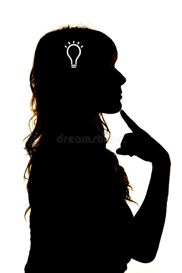 Thinking silhouette light bulb