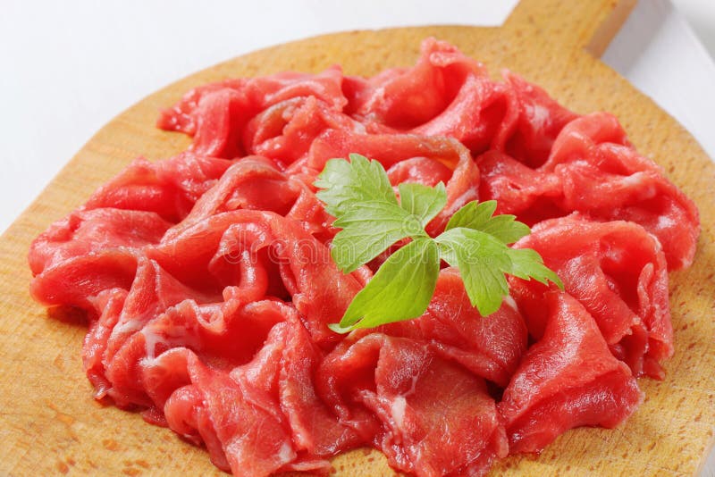 Thinly Sliced Raw Beef Meat Stock Photo - Image of cutting, starter