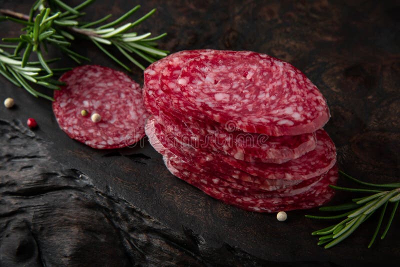 Thinly Sliced Salami or Dry Sausage. Stock Image Image of appetizer