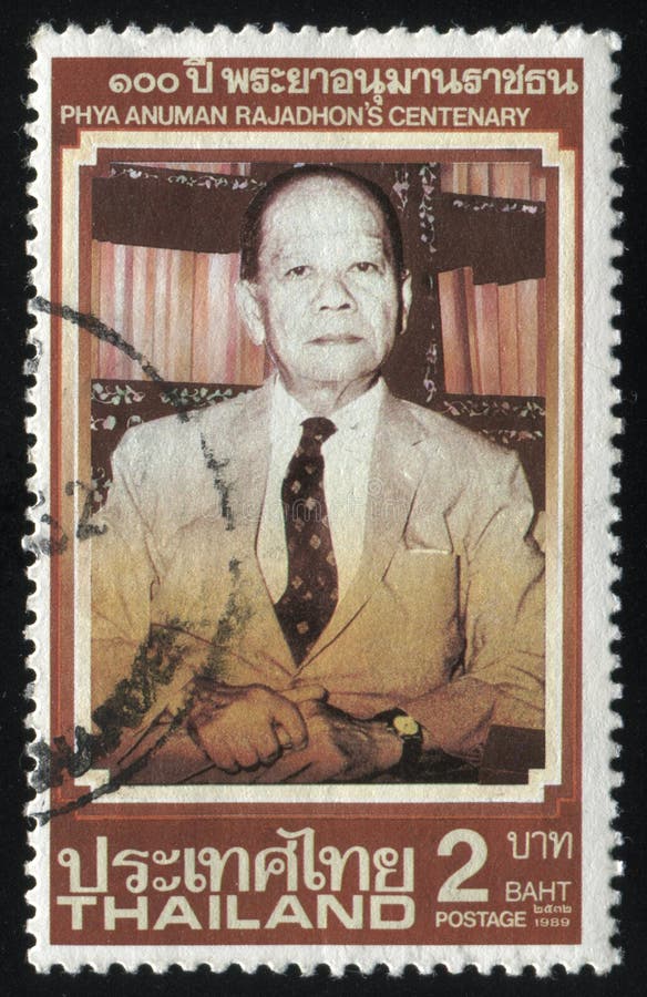 RUSSIA KALININGRAD, 31 MAY 2016: stamp printed by Thailand, shows ethnologist Phya Anuman Rajadhon's, circa 1989