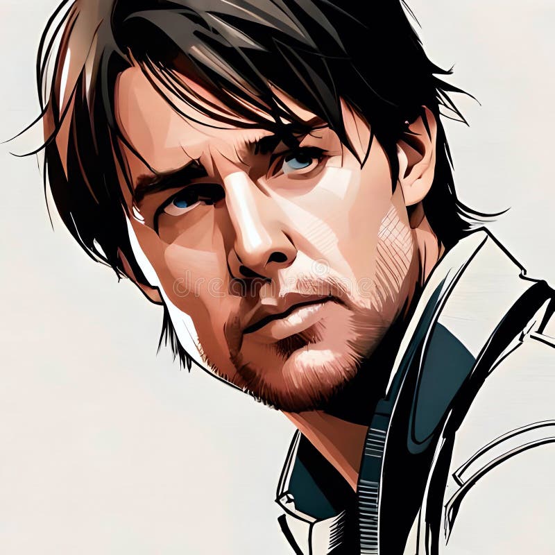 Tom Cruise Portrait Vector Graphic Style - Ai Generated Image Editorial ...