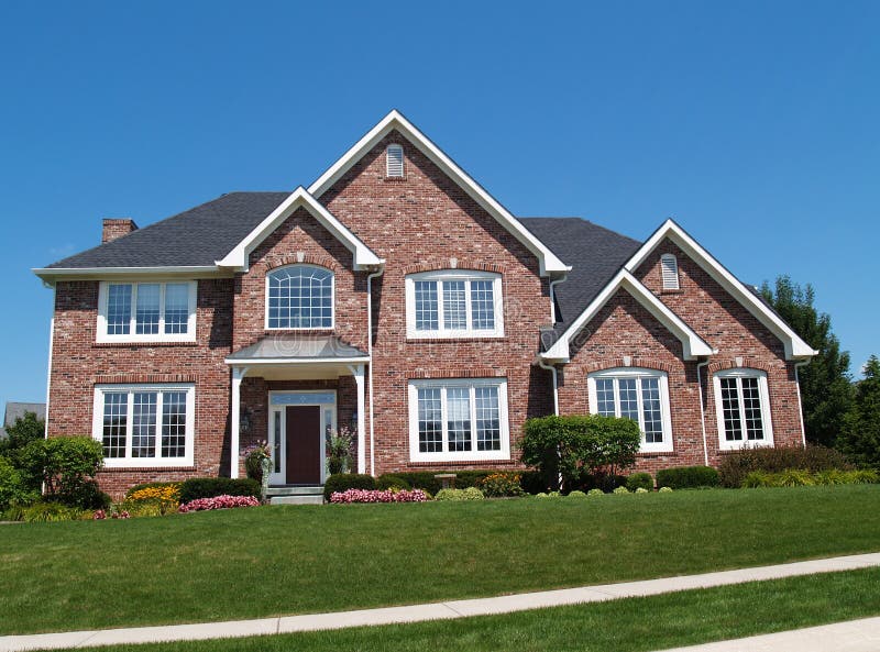 Large Two Story Brick Residential Home royalty free stock image Large Two Story Brick Residential Home royalty free stock image