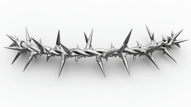A thorned illustration of a Chrome 3D element is presented in cyber sigilism style, comprising an abstract array of royalty free stock image