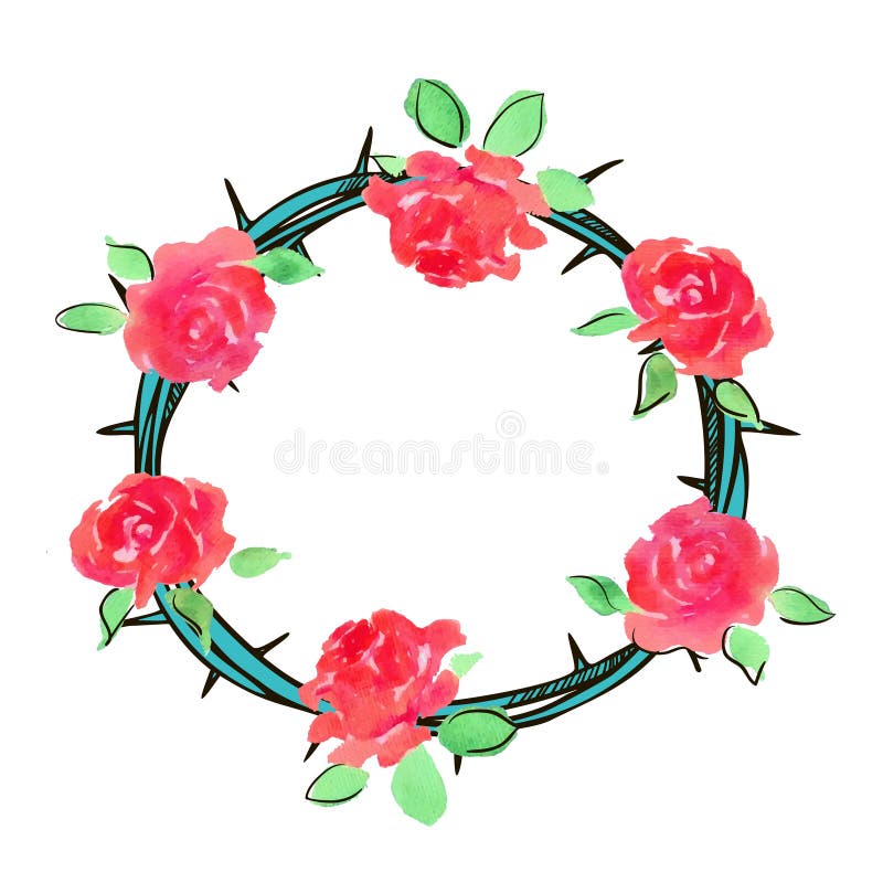 Thorns and Roses Engraving Emblem. Stock Illustration Illustration of decoration, blossom