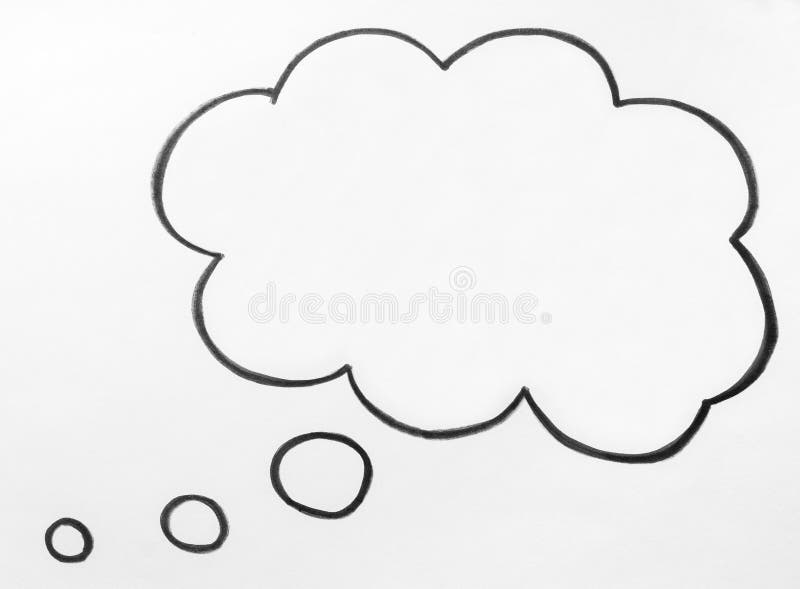 Thought cloud and thinking speech bubble balloon