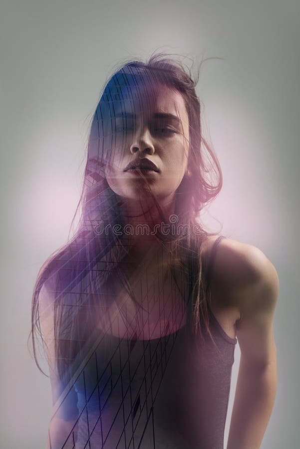 Thoughtful cute girl staying closing her eyes. stock images Thoughtful cute girl staying closing her eyes. stock images