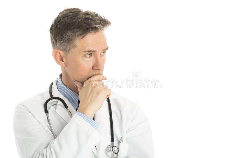 Thoughtful Male Doctor Looking Away Stock Image - Image of occupation ...