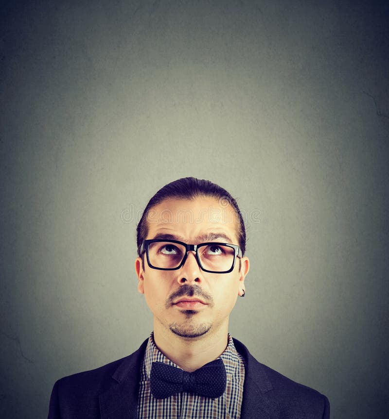 Thoughtful man looking up in contemplation royalty free stock photo Thoughtful man looking up in contemplation royalty free stock photo