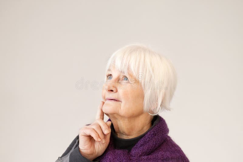 Thoughtful Old Woman Looking Up Stock Image Image of fresh, elderly