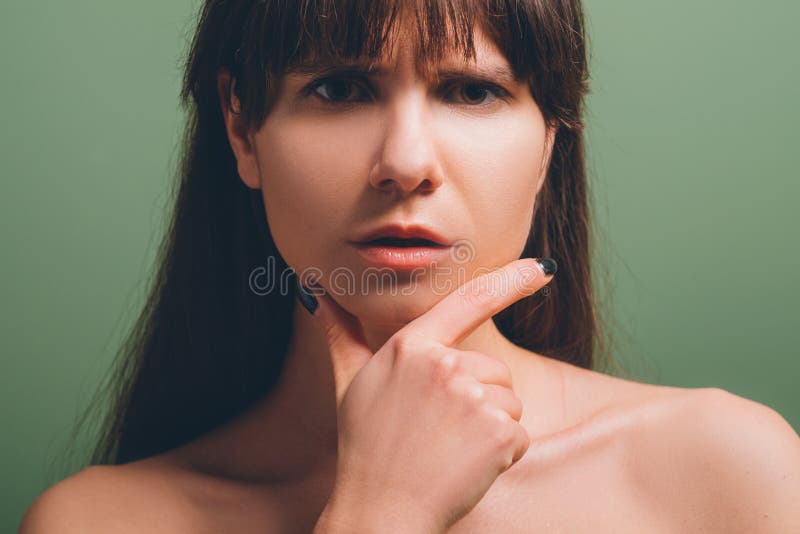 Thoughtful pensive beautiful girl portrait stock photos Thoughtful pensive beautiful girl portrait stock photos