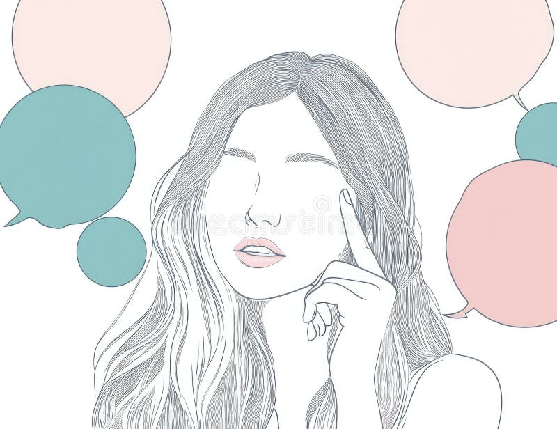 AI-Generated Thoughtful Woman vector illustration