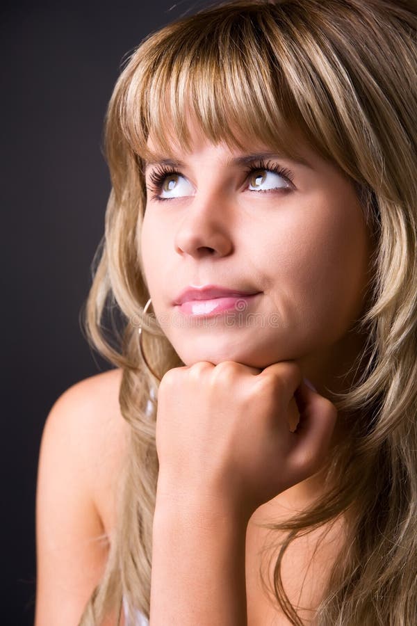 Thoughtful woman portrait stock photo. Image of person - 7643082