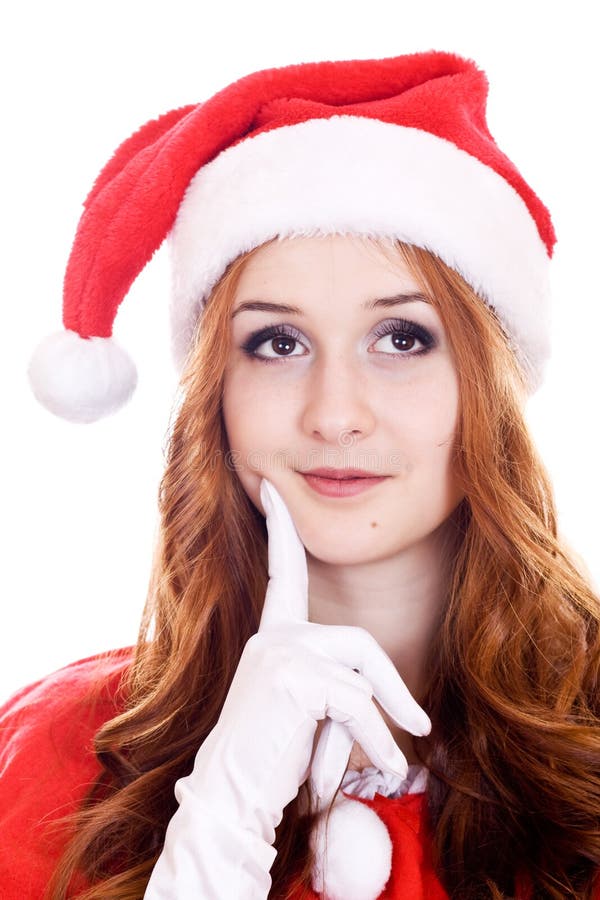 Thoughtful young Christmas woman